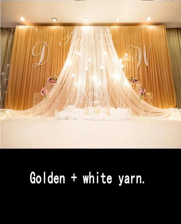 34m Fête de mariage Ice Silk Tissu draperie blanche Couleur bleu avec swag étage de la mode rideau de ride