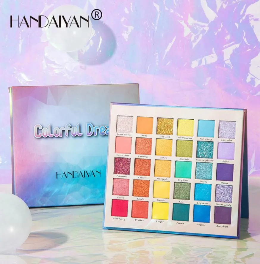 Handaiyan 30 Farben Lidschatten Pallete Shimmer Matell -Neon -Make -up -Palette Glitzer Matt Shades Nackt Mischbares Pigment Pulver6587662