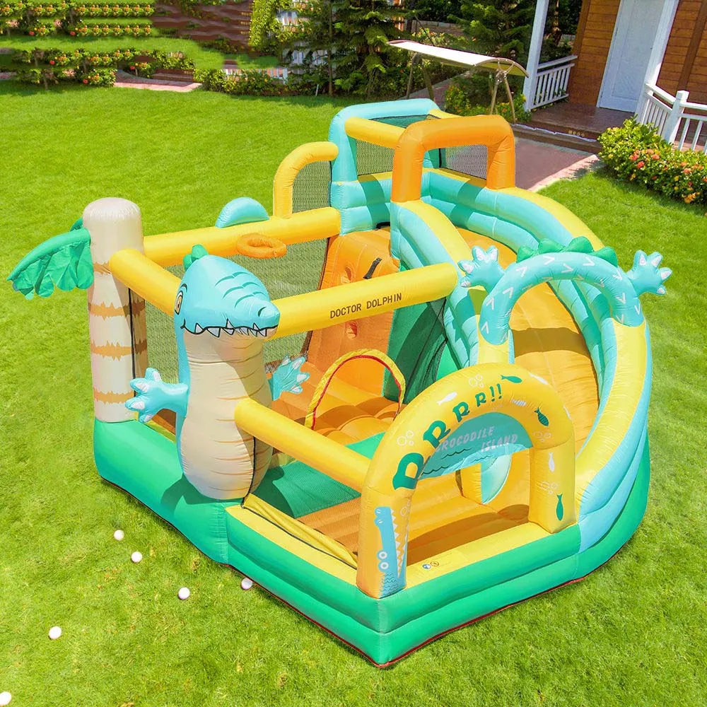 Alligator opblaasbare bouncer Castle Bounce House Crocodile Jumping Jumper Slide Combo For Kids 'Party's Backyard Entertainment Indoor Outdoor Toys Yard Game Play