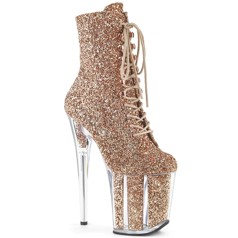 Scarpe in passerella da 20 cm, scarpe da modello femminile, stivaletti di tacchi alti, nightclub Stiletto Pole Dancing