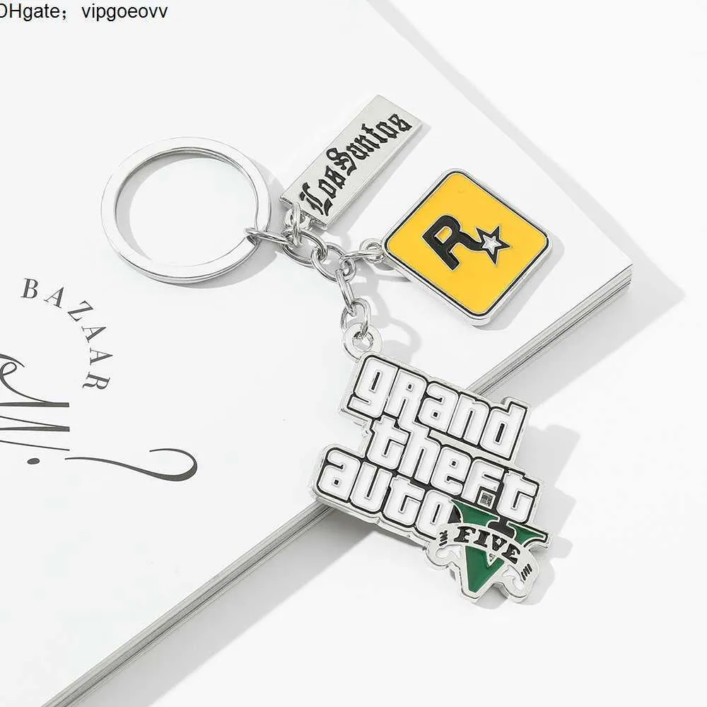 TA 5 jeu Keychain Grand Theft Auto 5 Keychain for Men Fans Xbox PC Rockstar Course Holder Jewelry Llaveros