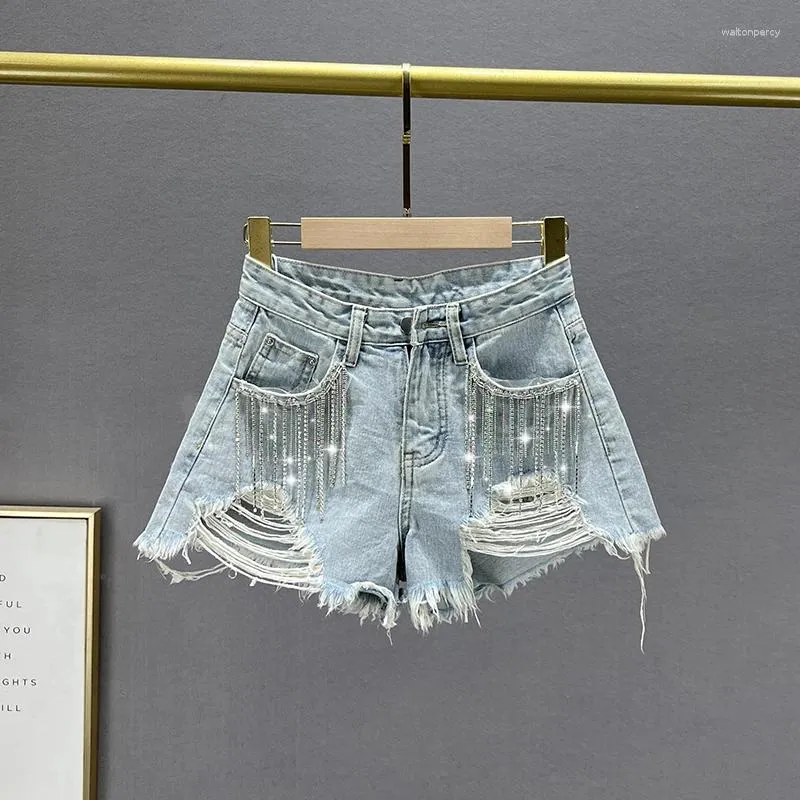 Jeans pour femmes forage short en jean de gland pour femmes 2024 diamant d'été