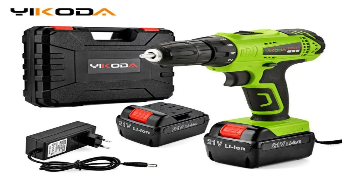 YIKODA 21V Electric Drill Lithium Battery DIY Mini Rechargeable Double Speed Cordless Screwdriver Household Power Tools C12201041391