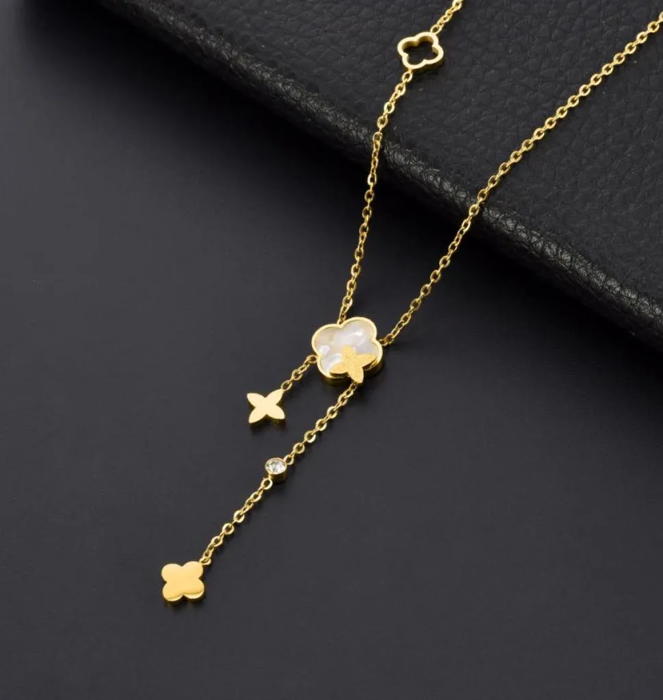 Conception classique Gold Clover Lock Pendant Collier Bijoux pour les femmes Gift4010544