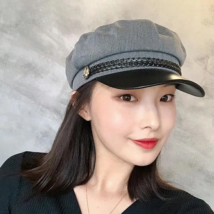 Berets Simple Unisexe Red Black Flat Navy Hat Cap Femmes Femmes Men Men Street Style Béret Brands Brands Fishing