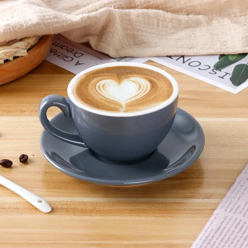 Kubki Latte 220 ml kawa kawa europejska mała luksusowa luksusowa bajnik i zestaw łyżki cappuccino