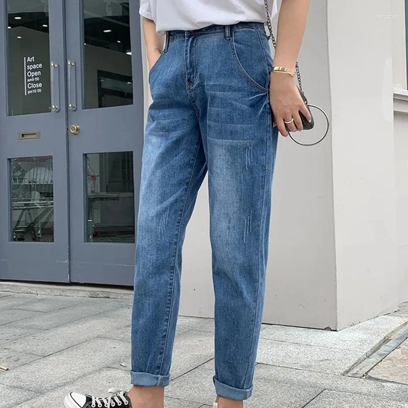 Women's Jeans Four Season Loose Big L-5XL 6XL 7XL 8XL Women Fashion Denim Casual Pants Gray Blue Trousers For