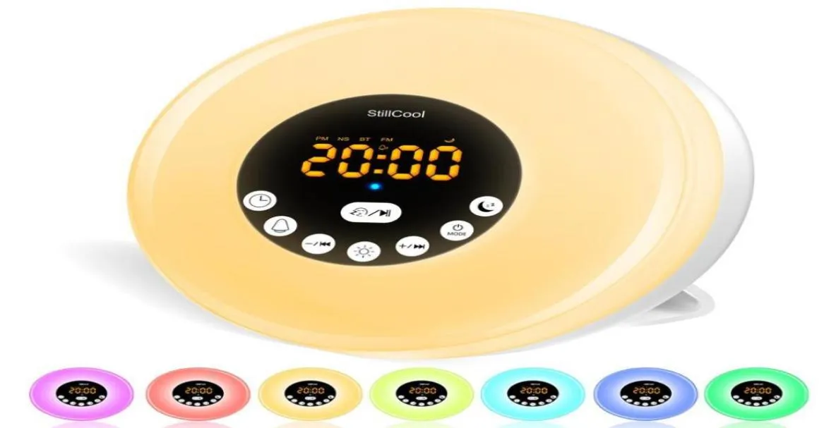 Stillcool Alarm Clock Wake Up Light Sunrise Sunset Simulation Table Bedside Lamp Eyes Protection With FM Radio Nature Sounds 2103353648