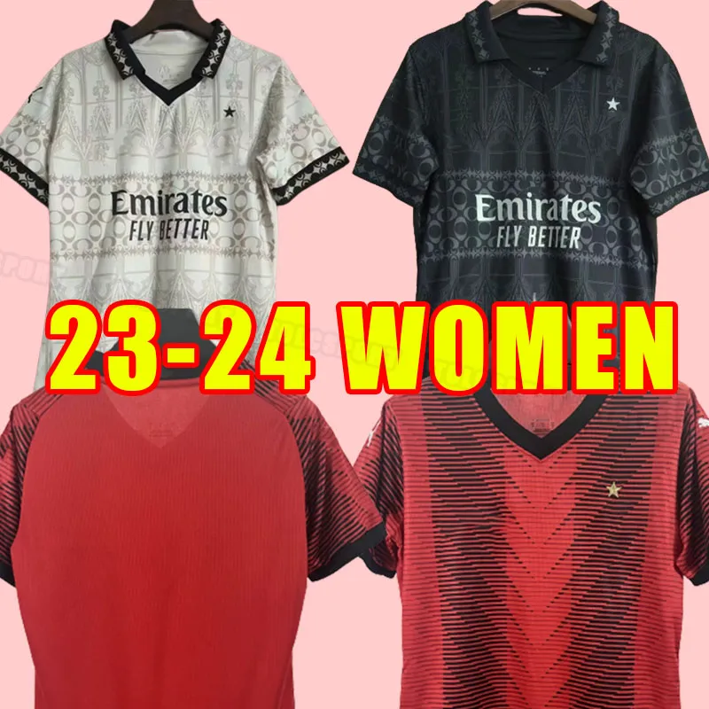 Femmes Ibrahimovic 23 24 Jerseys de football Giroud R. Lea Bennacer Kessie Romagnoli Calhanoglu Tonali Rebic 2023 2024 Maillot Girl Home Away Third Milan Goal Garden