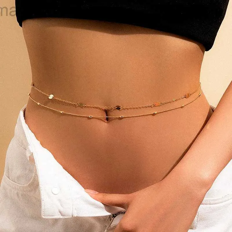 Taille ketenganden sexy body sieraden vintage esthetische buikketen dunne kralen link body chain taille ketting riem y2k streetwear zomer dames mode d240430