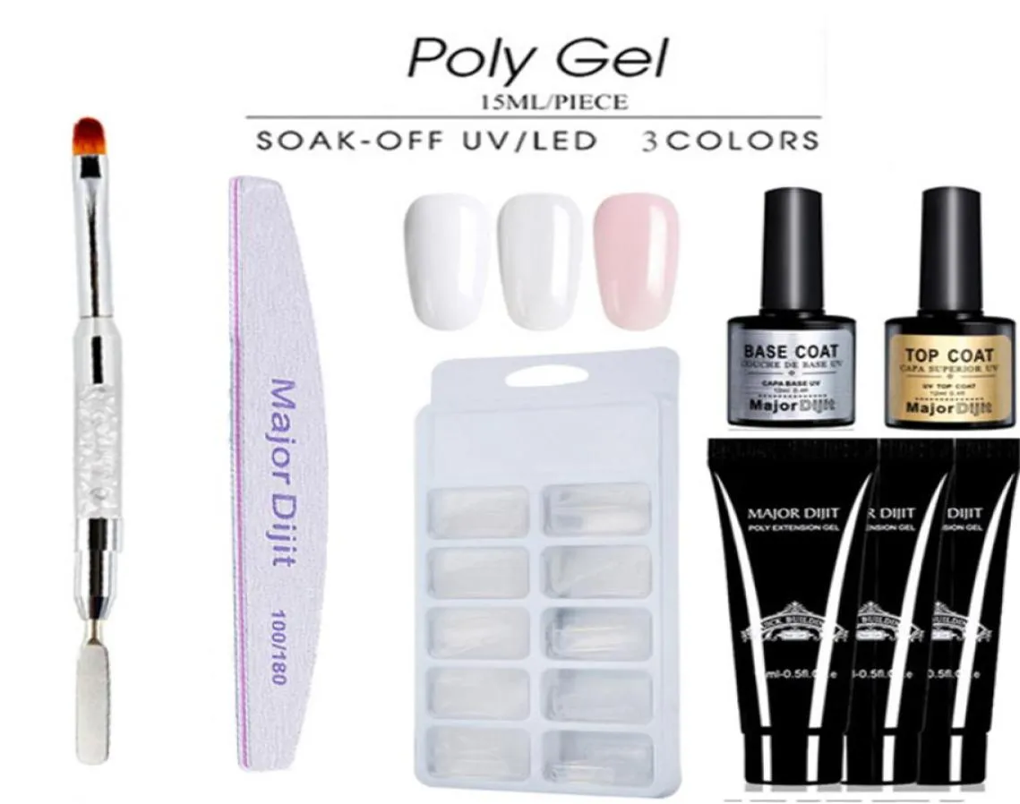 Новый 6pcsset Poly Gel Varnish Poly Set Set Poly Gel Kit Quick Builder Extension Extension Hear Gel Camouflage UV светодиодный светодиод щетка Nail7197206