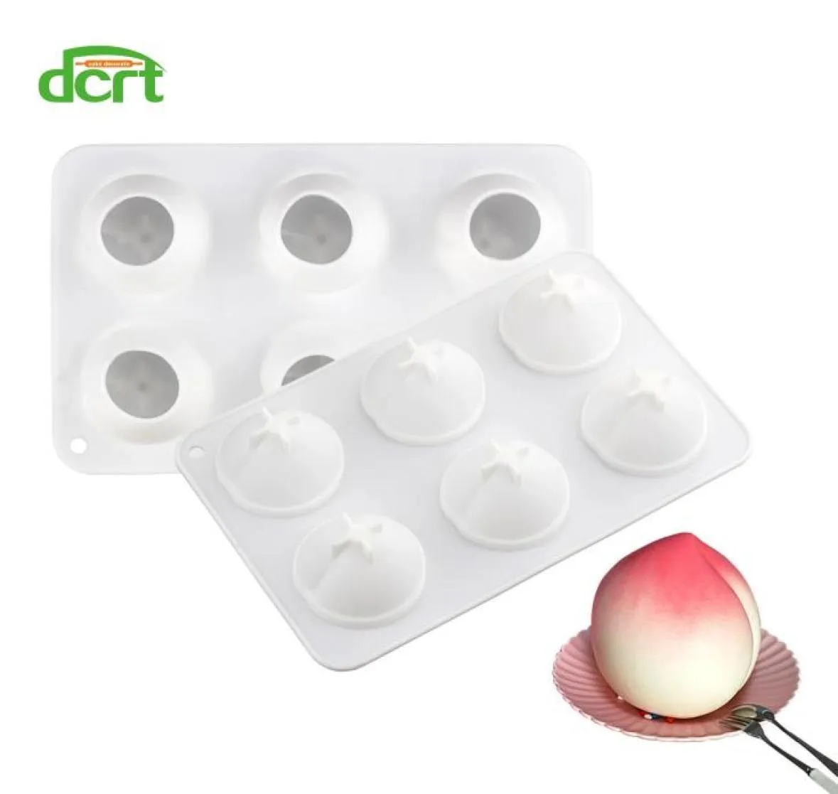 6 orifícios em forma de pêssego bolo de silicone molde diy 3d fruta sobremesas de mousse ferramentas de cozinha ferramentas de decoração de bolo de silicone mould7416438