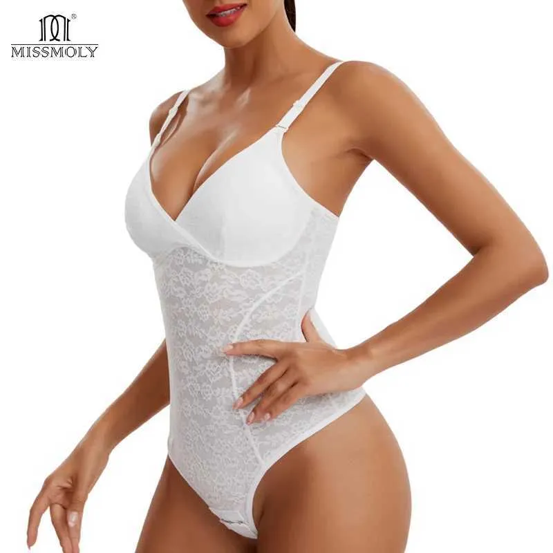 Dameshoeders 3 in 1 kanten shapewear bodysuits voor vrouwen sexy borst gevulde string shapers fajas mevrouw moly taille slank buikgladde korsetten y240429