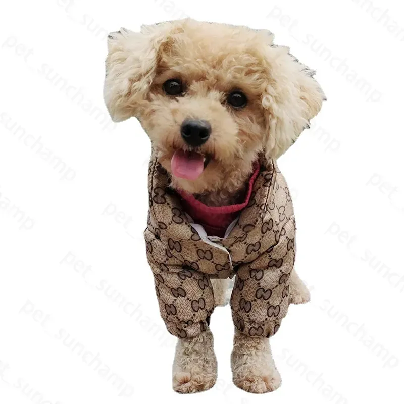 Classic Printed Dog Warm Coats Designer Dog Apparel Luxury Waterproof Windproof Pets Jacket French Bulldog Hairless Cat Pet Autumn Winter Clothes Khaki XXL Y117