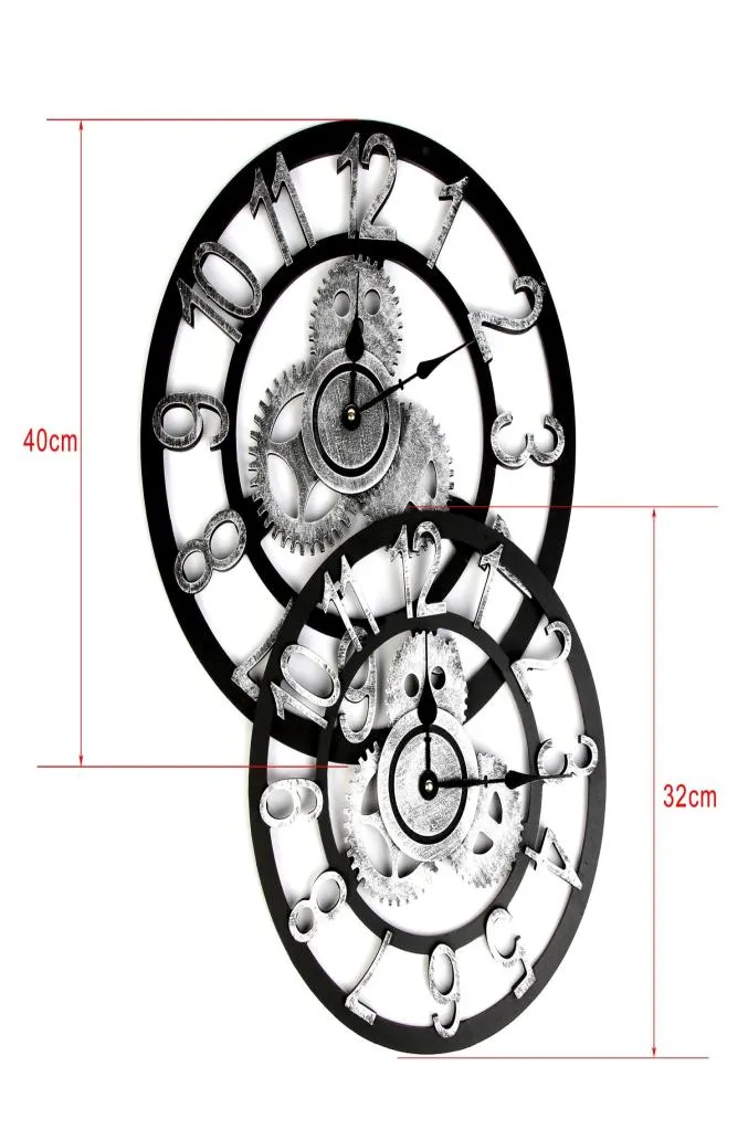 Orologio romano vintage Retro European Gear Orologio da parete Europeo Steampunk Gear Wall Decorazione per la casa Design moderno Orologio da parete 3D 2019 Y1732251