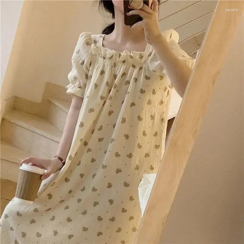 Frauen Nachteile Kawaii Mädchen süßer Nachthemen kurzarm Prinzessin Nachthemd Schlafhirts Frauen Nacht trägt Outwear Outwear