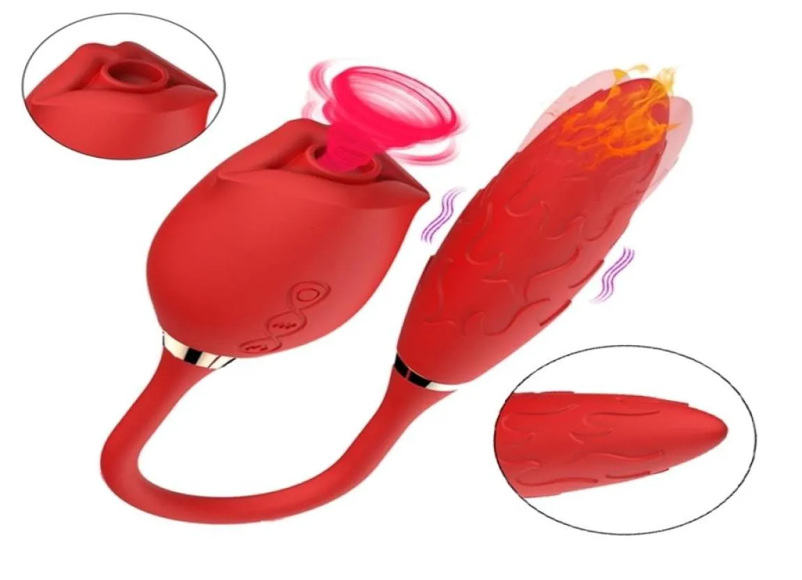 Sex Toy Massager 2022 New Clitoris Adult Female Sex Rose Red Gspot Heating Vibrator Silicone Licking Nipple Sucking3844829
