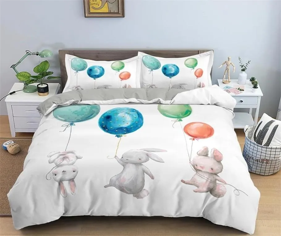 Enfants liberes sets cadeaux mignons de lit de lapin ensemble de lit en polyester couverture de couette pour enfants garçons 23pcs 2202128237347