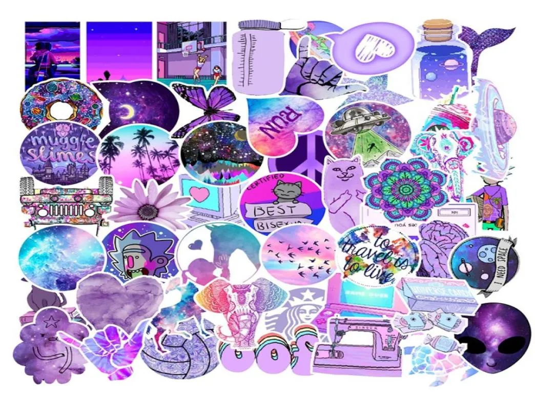 50pcslot Galaxy viola graffiti adesivi per skateboard laptop per computer laptop Notebook Waterbottle motociclista Impossibile fai -da -te C9923192