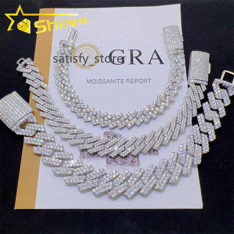 Prezzo all'ingrosso economico Sterling Sterling Iced Out Diamond VVS Moissanite Cuban Link Bracciale