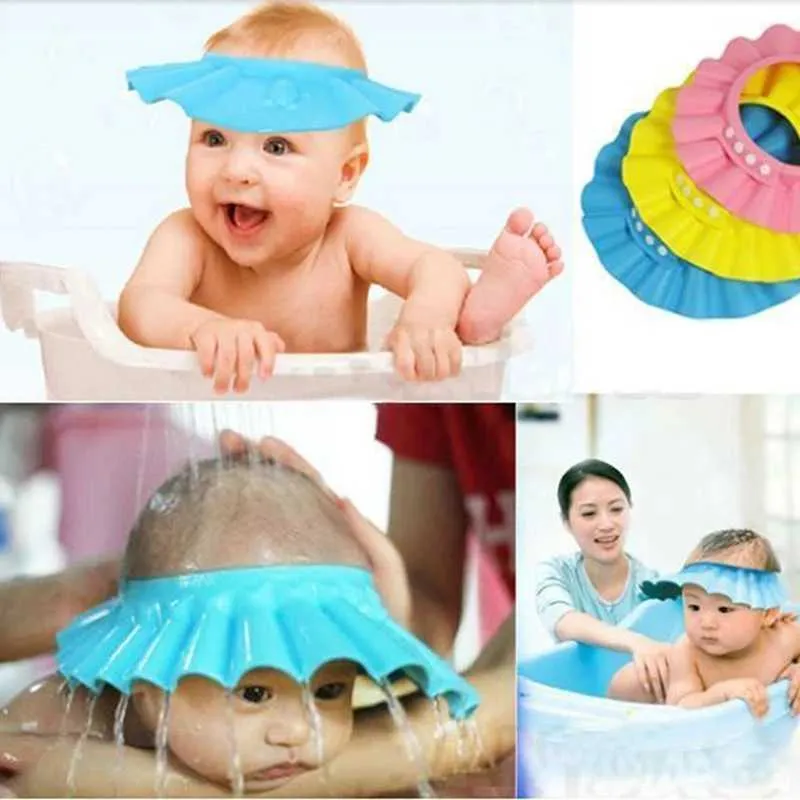 Dusch Caps Hot Selling Baby Shower Cap år 2023 vadderad mössa Justerbart baby shower ögonskydd Vattentät schampo Splash Protectorl2404