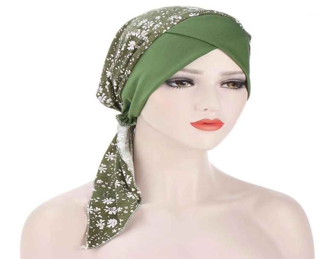 Schals drucken innere Hijabs Cap Cancer Chemo Turban Hut Damen Muslim Baumwolle Kopfbedeckung Arabische Wickelkopfschal -Accessoires5241978