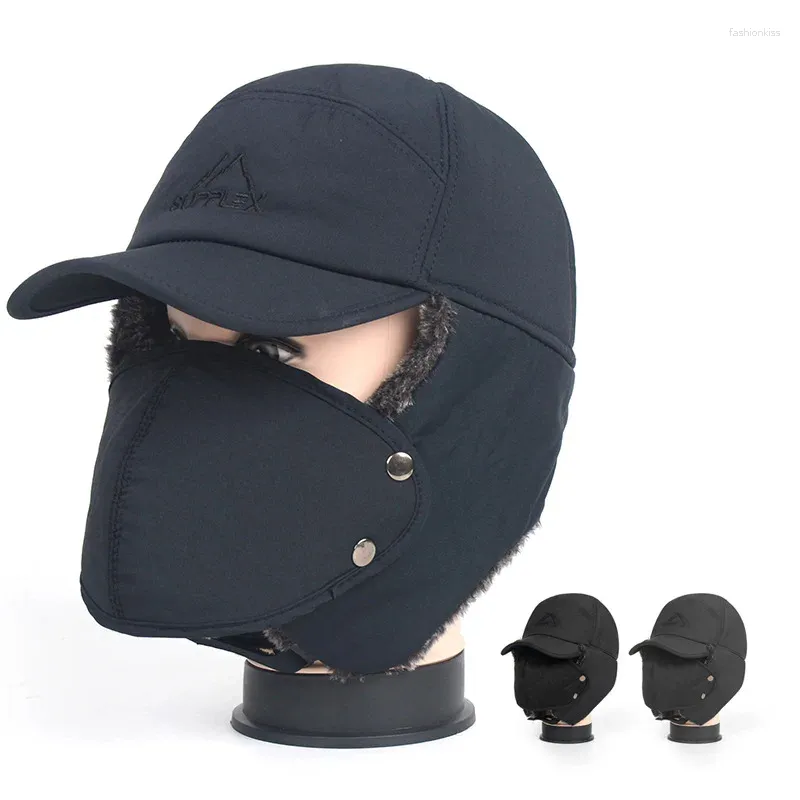 Bérets 2024 Hiver épais Chapeau chaud Protection contre le visage froid Arec