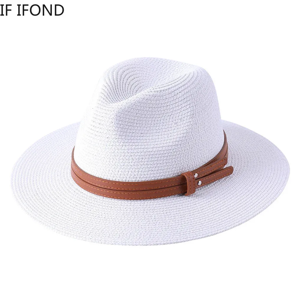 56-58-59-60 cm Nouveau Panama Natural Paille douce Chatme Summer Womens / Mens Wide Brown Beach Sun Hat UV Protection Fedora Hat 240428