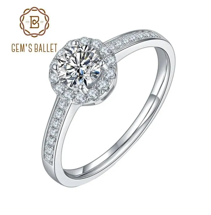 Cluster Anneaux GEM039S Ballet Moissanite Engage 925 STERLING Silver 05CT VVS1 Diamond Ring For Women Wedding Jewelry2477352