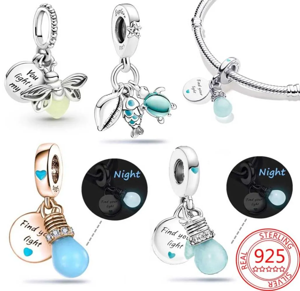 New Popular 925 Sterling Silver Charm Luminous Light Bulb Double Charm for Original Classic DIY Bracelet Ladies Jewelry Fashion Ac7151978