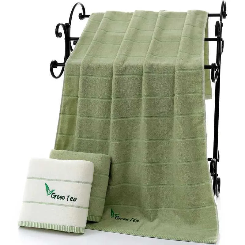 Handtücher Roben großes Streifenbadetuch für Erwachsene und Kinder absorbierende weiche grüne Teerhaushaus Dusche Badezimmertuch 70x140 cm 1 Piecel2404