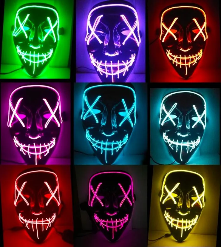 Halloween Mask a mené Light Up Funny Masks The Purge Election Year Great Festival Cosplay Costume Plies Party Masks Glow in Dark5706362