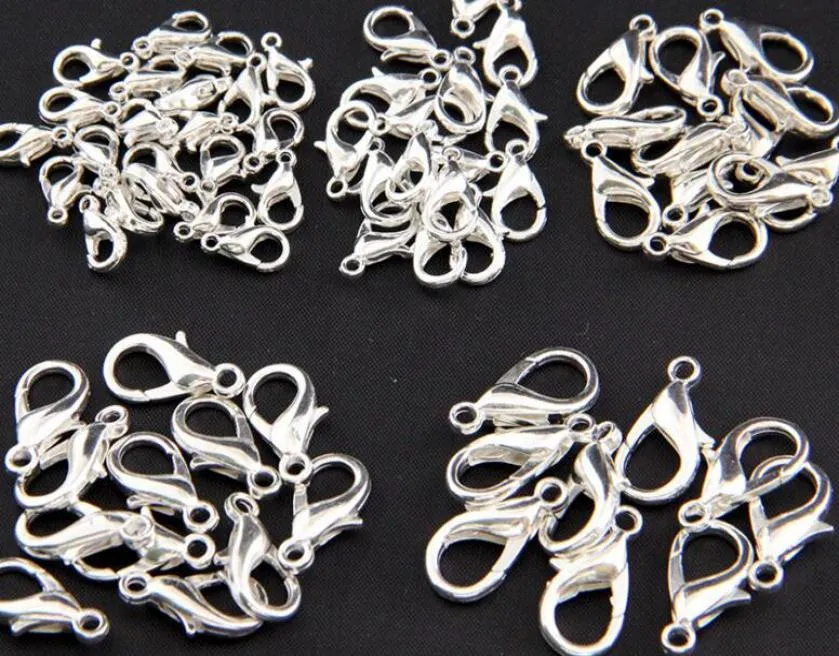 10 mm21 mm Odkrycia biżuterii Stop Silver Silver Rhodium Hombster Hooks dla naszyjnika Bransoletki Chain7842722