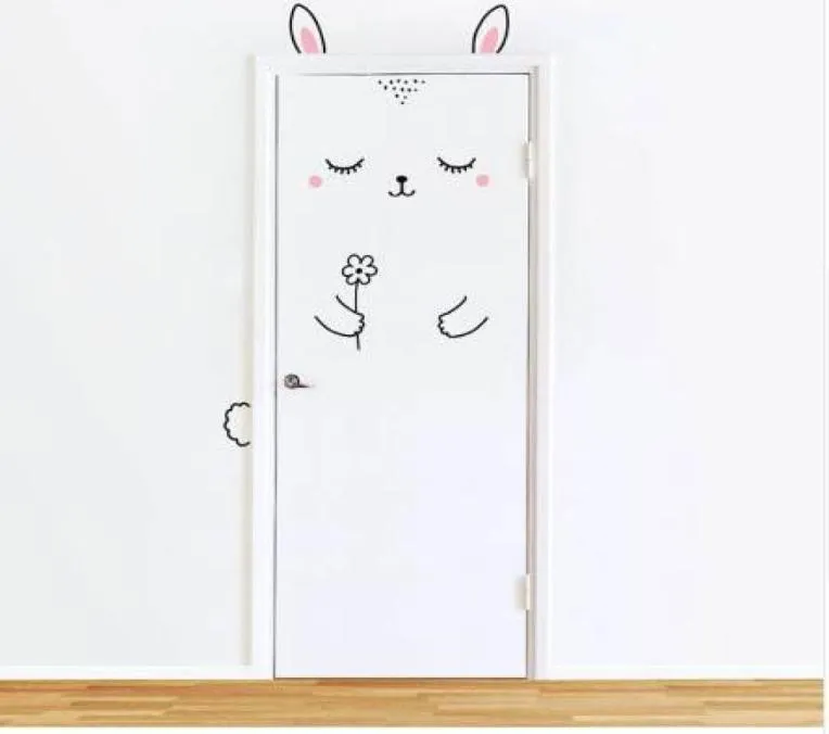 10 çeşit çizgi film sevimli hayvan panda kedi kapı çıkartması çocuklar için oda dekorasyon duvar çıkartmaları ev dekor duvar sticker5175288