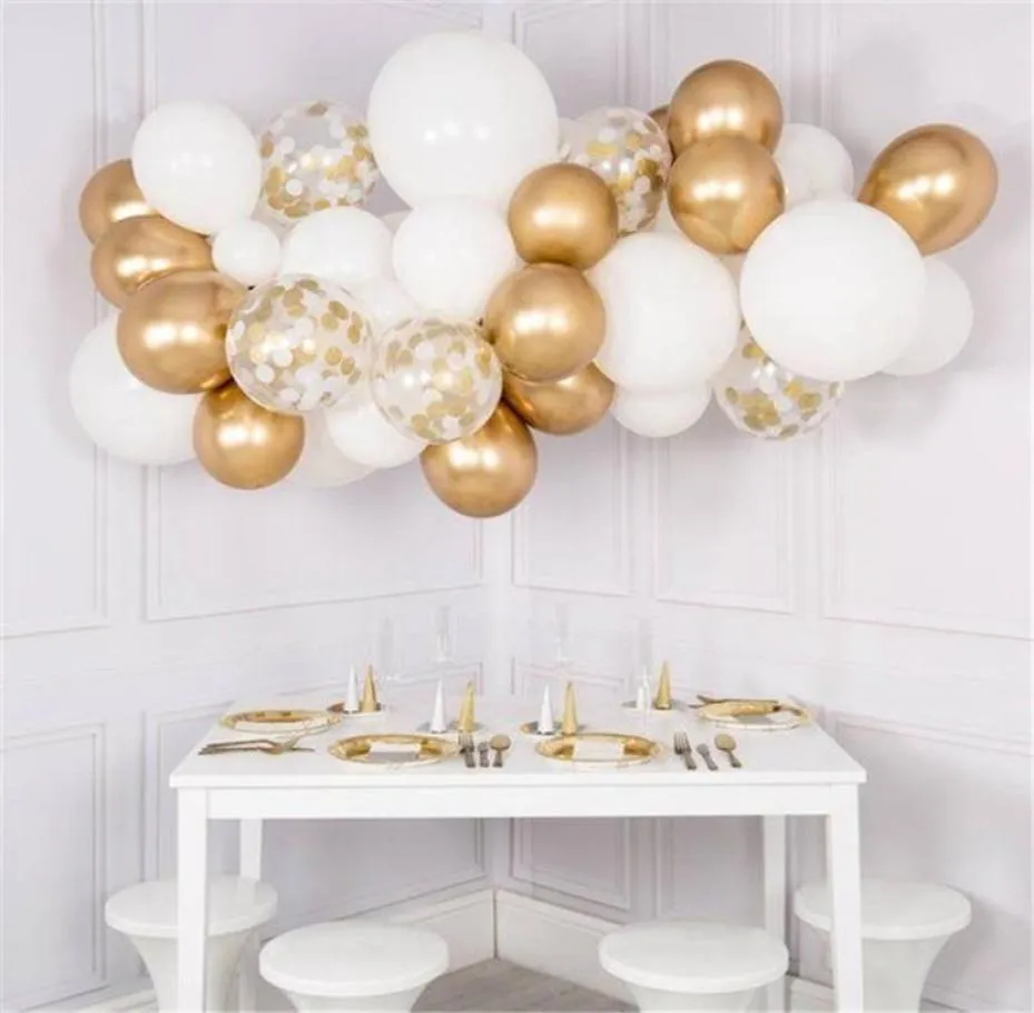 30pcs Balloons confettis Chrome Gold White mixte Décoration de fête d'anniversaire pour adultes Graduation Graduation Party Globos Ballons T203505851