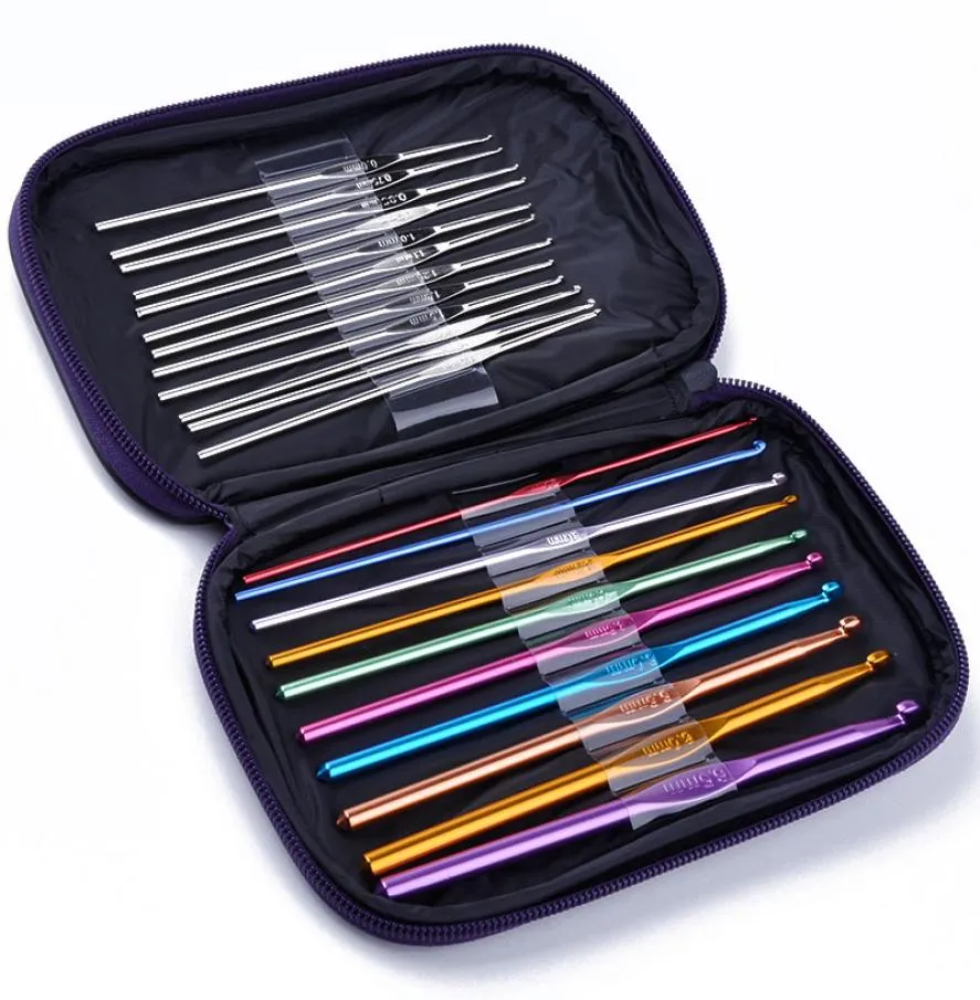 Practical 22 PcSet Multi Aluminum Needles Crochet Hooks Set Knitting Needle Tools With Case Yarn Craft Kit ZA09218202617