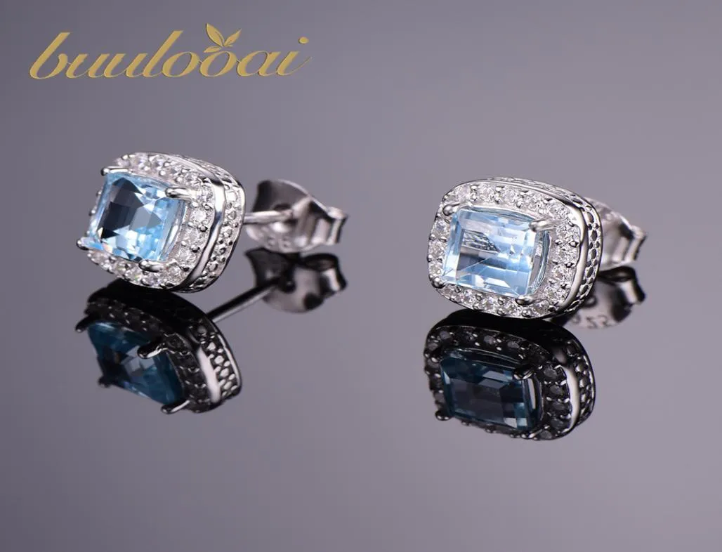 BUULOOAI 17CT Orecchini blu naturali topazio studiato autentico 925 gioielli in argento sterling nuove donne gioielli eccezionali gioielli preziosi y188630426