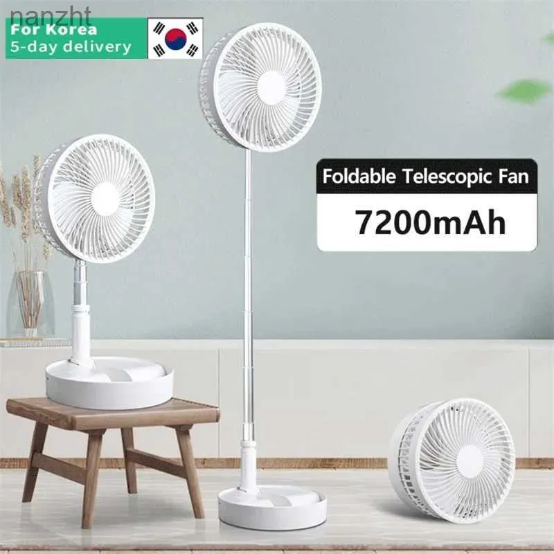 Elektrische ventilatoren 7200 mAh USB LADING PROTABLE VOOKTE VLADEN VLOER LAGE NOUGEN VAN VOOR HOME THUIS Wireless Fan 4-Speed Camping Portable FanWX