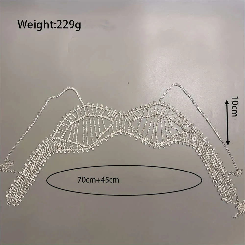 Kostymtillbehör utsökta glänsande strass mode bollparty sexig kristallbh kedja smycken för att klädda tillbehör
