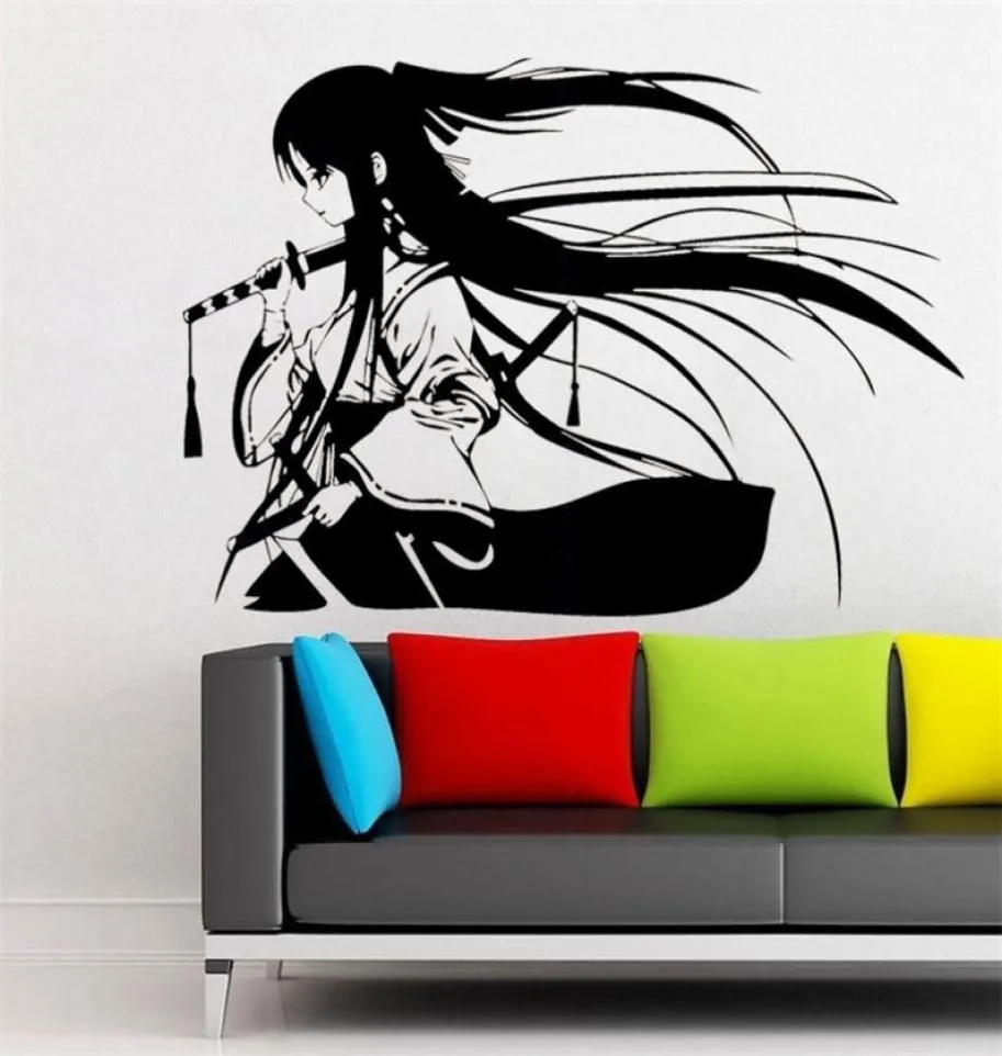 Samurai Geisha Japanische Katana -Schwerter Anime Dekorative Wandaufkleber Vinyl Interior Home Decor Room Abnehmbare Wandgemälde 4044 2016473471