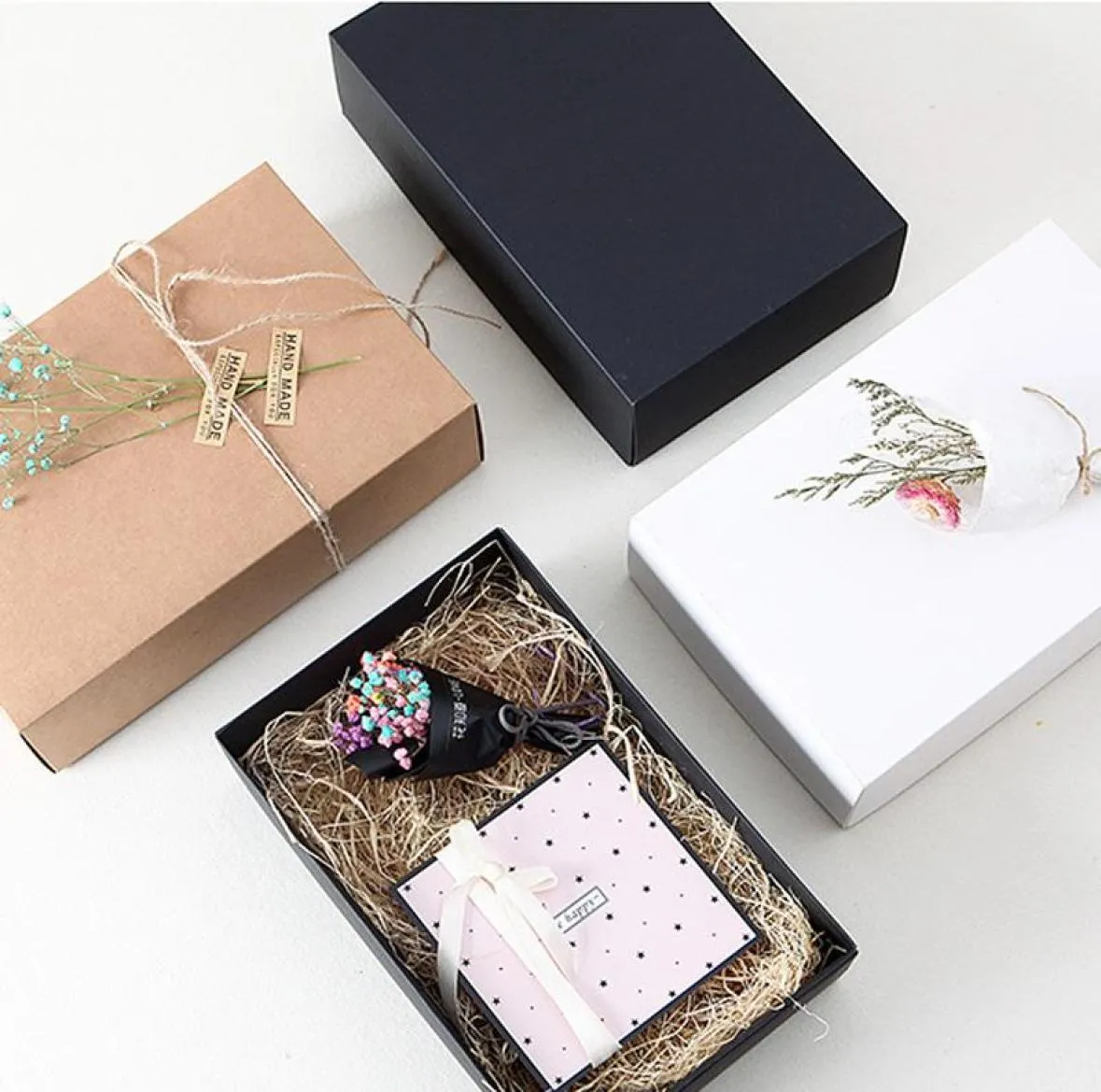 Present Wrap 50pcslot Stor Kraft Paper Cardboard Box Craft Packaging Black With Lid Carton1258155