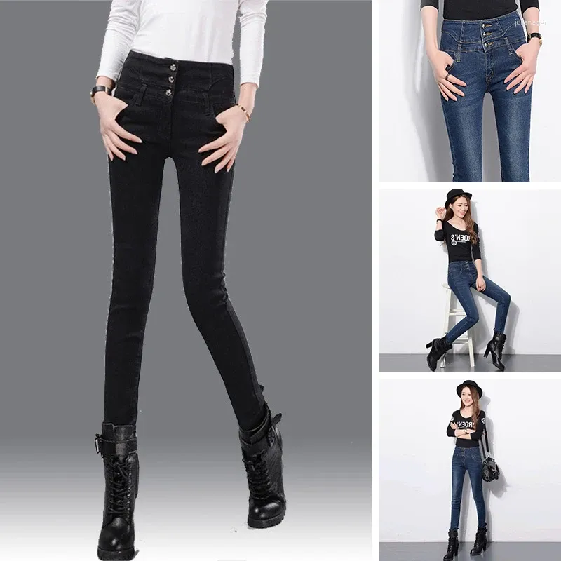 Jeans de jeans femeninos Leggings delgados Long Four Season Fit Small Elastic