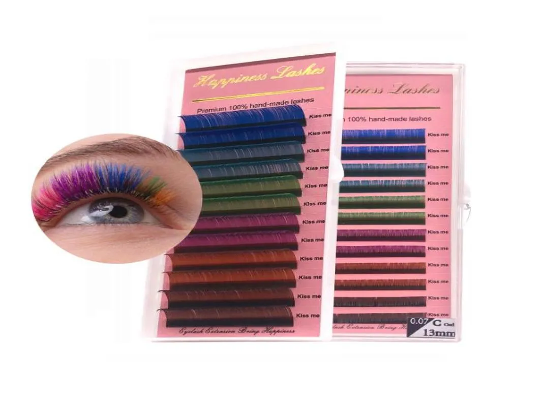 Colorful Eyelash Extension 6 different colors 3D individual Lashes Silk Mink Lashes Premium lashes 12 Lines in One Tray HPNESS2714006