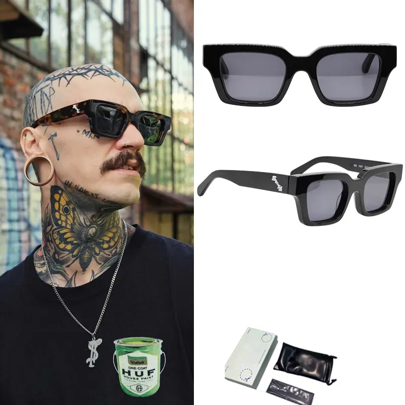 Off Ice White Sunglasses luksusowy projektant słynna marka Oeri008 Virgil UV400 Protect soczewki Outdoor Square Frame OEM OEM Retro Okulara W zestawie oryginalne obudowy