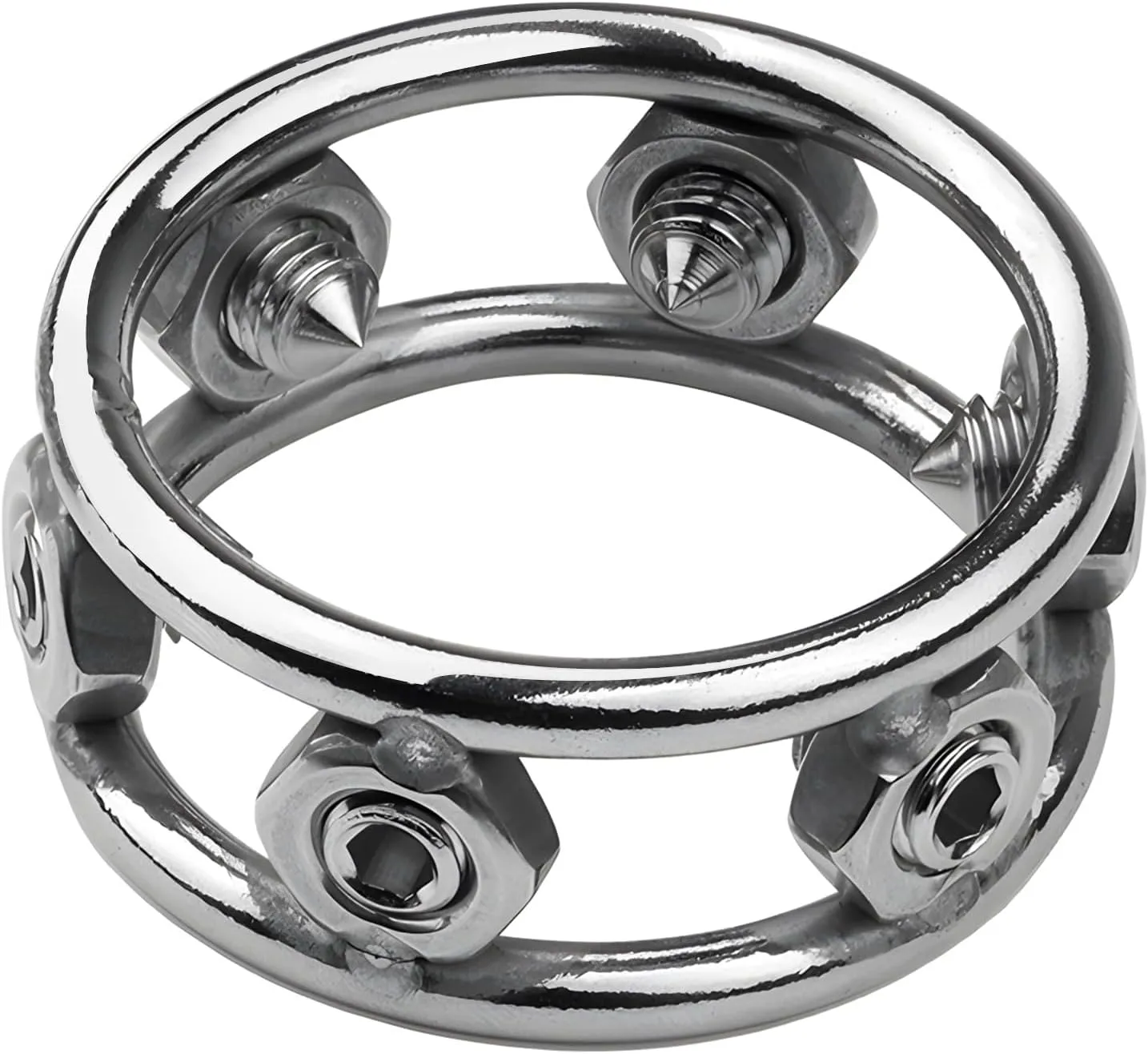 Stainless Steel Cock Ring Penis Ring with 4 Spikes Metal Glans Ring Screw Chastity Device Harder Stronger Erection Delay Enhancing Loop Ring SM Sex Toy for Men