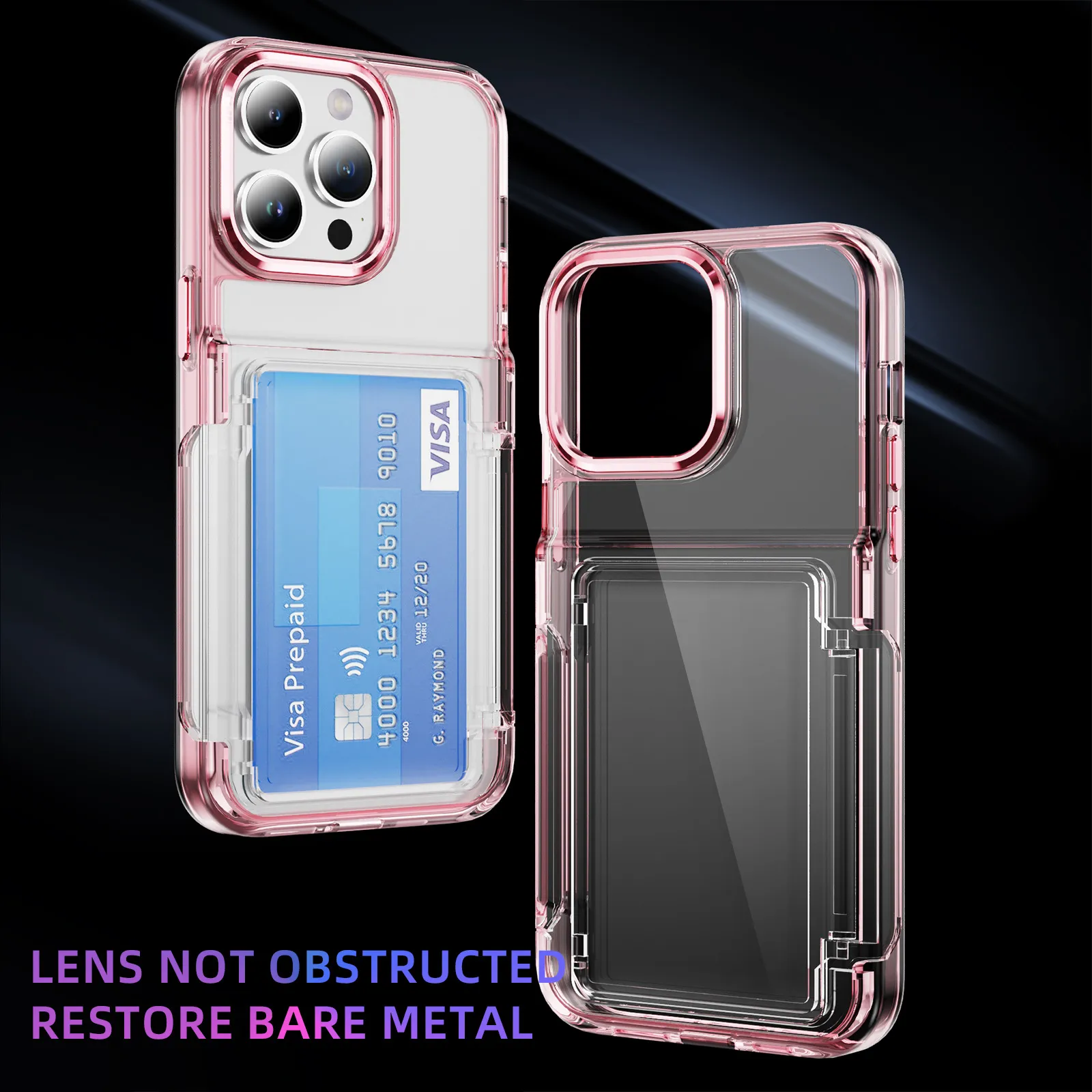 Clear Wallet with Flip Card Holder Phone Case Stand For iPhone 15 14 Plus 13 12 11 Pro Max Hard PC Transparent Back Cover