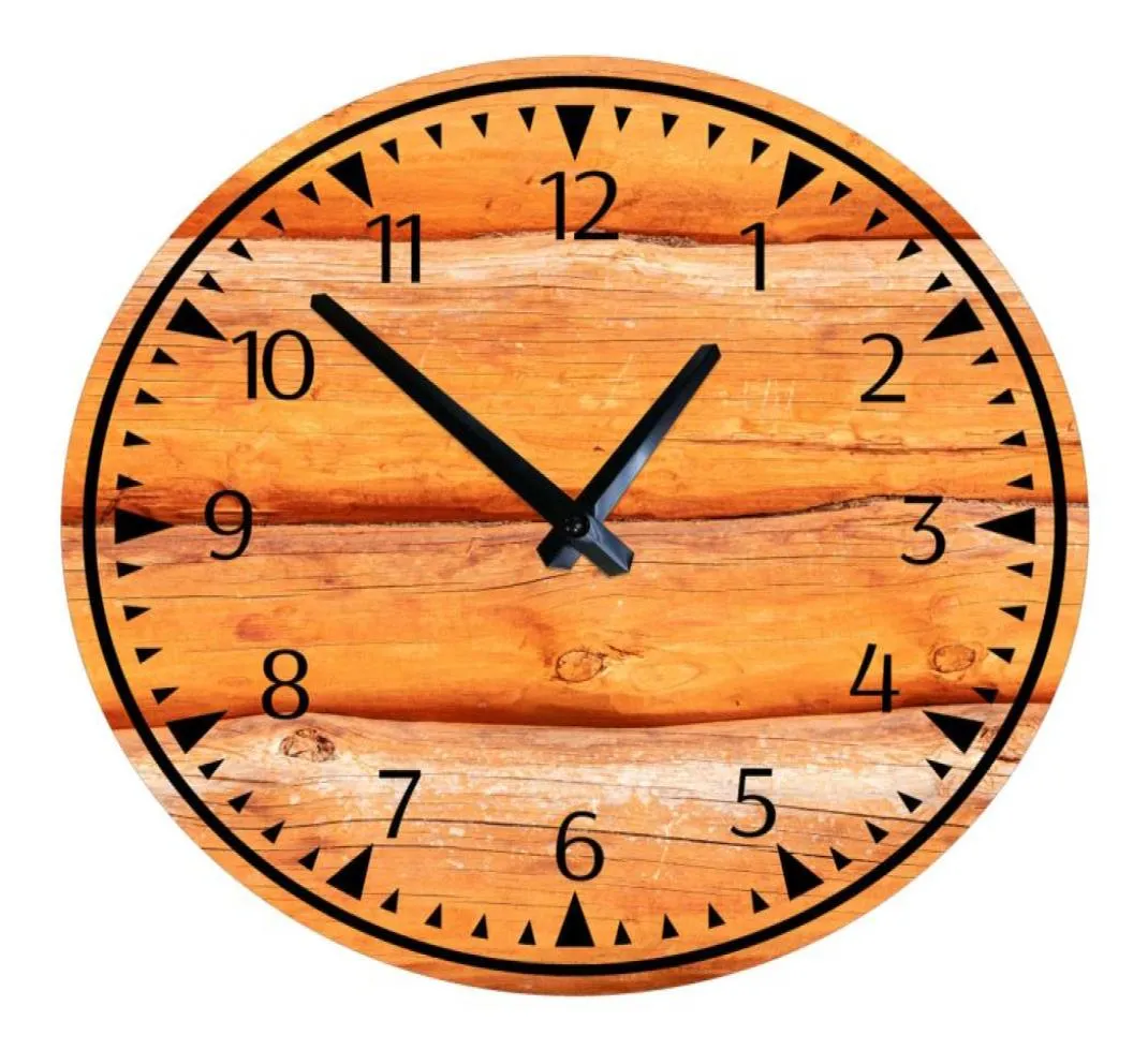 Diseño moderno de 10 pulgadas reloj de pared de madera estilo rústico de madera sólida para decoración de la sala de estar decorativa L2209228058561