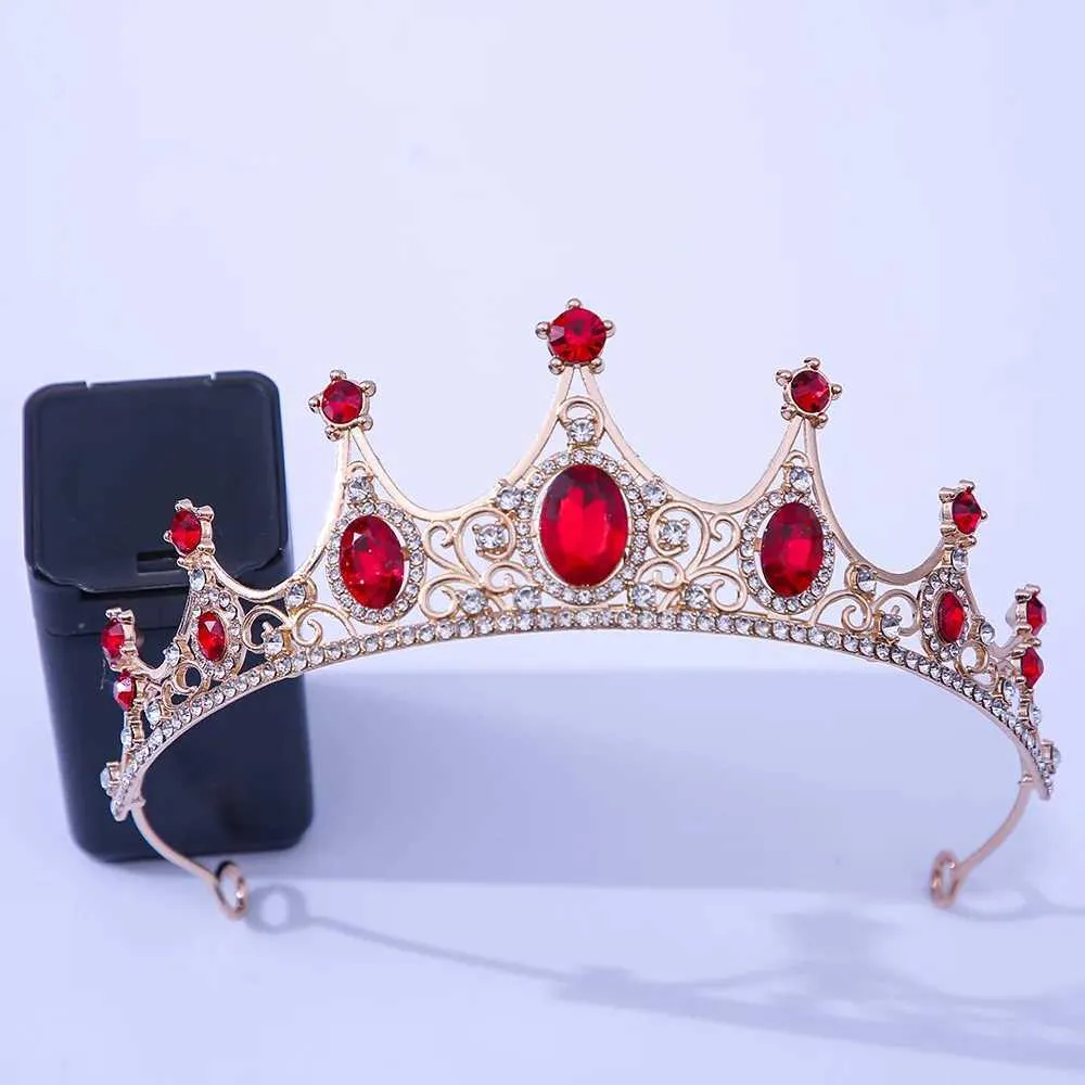 Tiaras Luxus elegante lila Rose rote Kristallkronhaarzubehör Tiara Frauen Party Strassbrautkrone neuer Haarschmuck