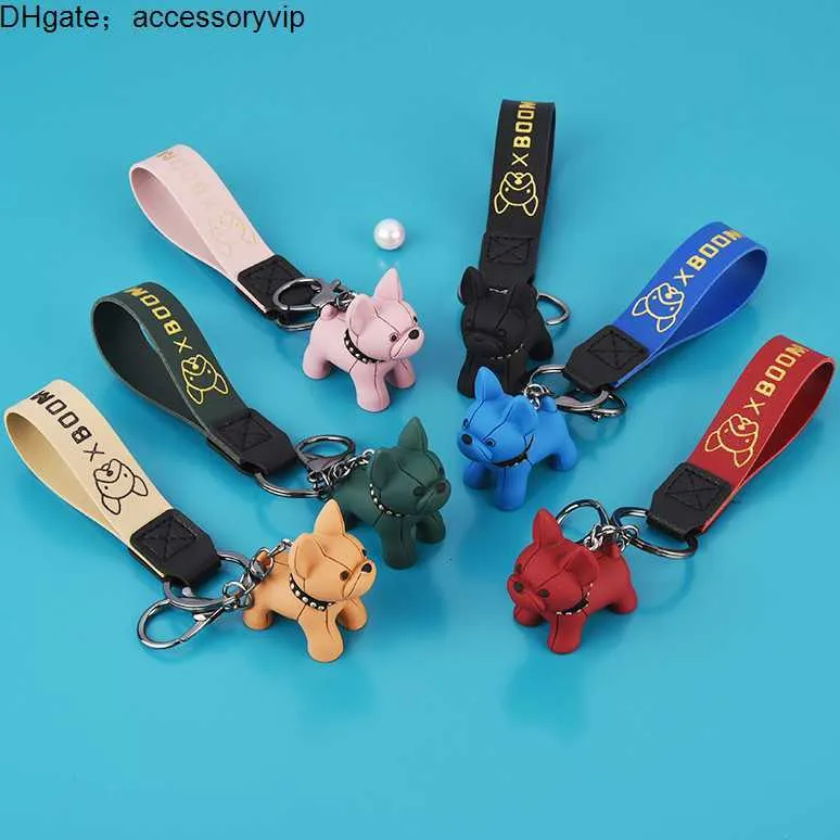 kedjor lanyards söta punk franska hund nyckelchain väska hänge bulldog keyring llavero para coche bil nyckelchain väska tillbehör för kvinnor smycken gåva 230823