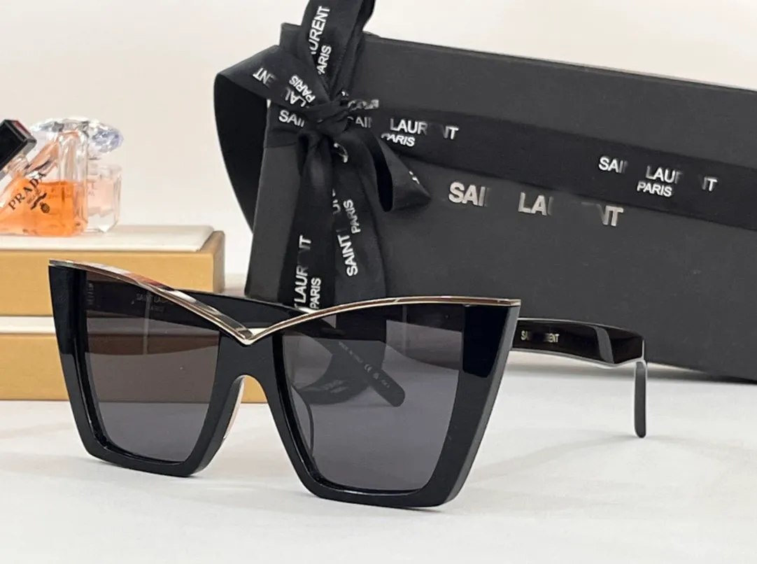 Lunettes de soleil classiques SL Cat Eyes Designer UV400 Eyewear Metal Black Frame Sun Verres Sole